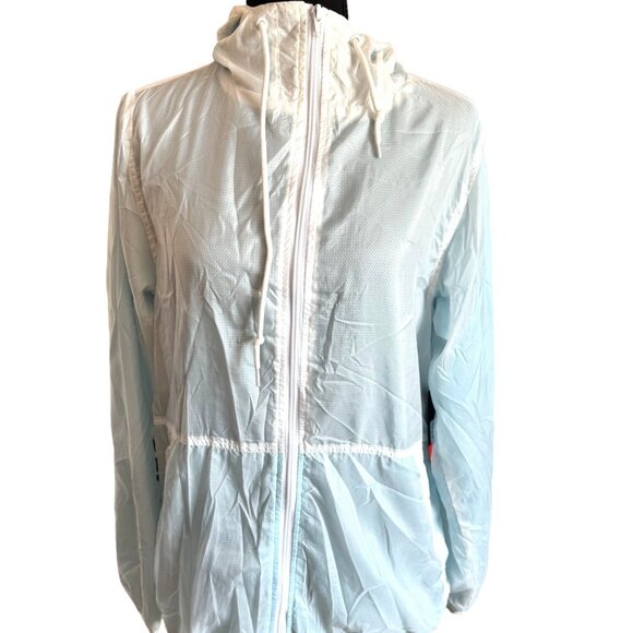 NWT Zine S White Hooded Mesh Windbreaker Jacket Athleisure Sports Tennis - Picture 2 of 15